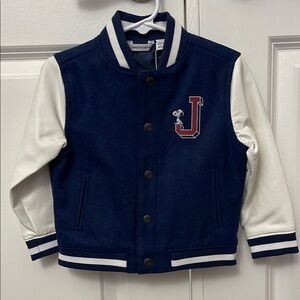 NWT Janie and Jack Peanuts Snoopy Letterman Jacket, Size 18-24 Months